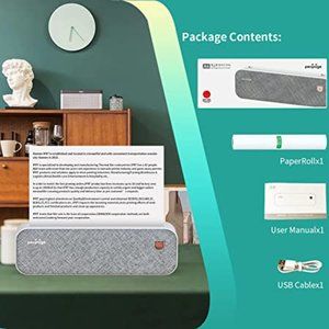 Travel Size Wireless Bluetooth Printer - No Ink - Compatible with Android & iOS